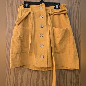 Women's Mustard Button-Front Mini Skirt